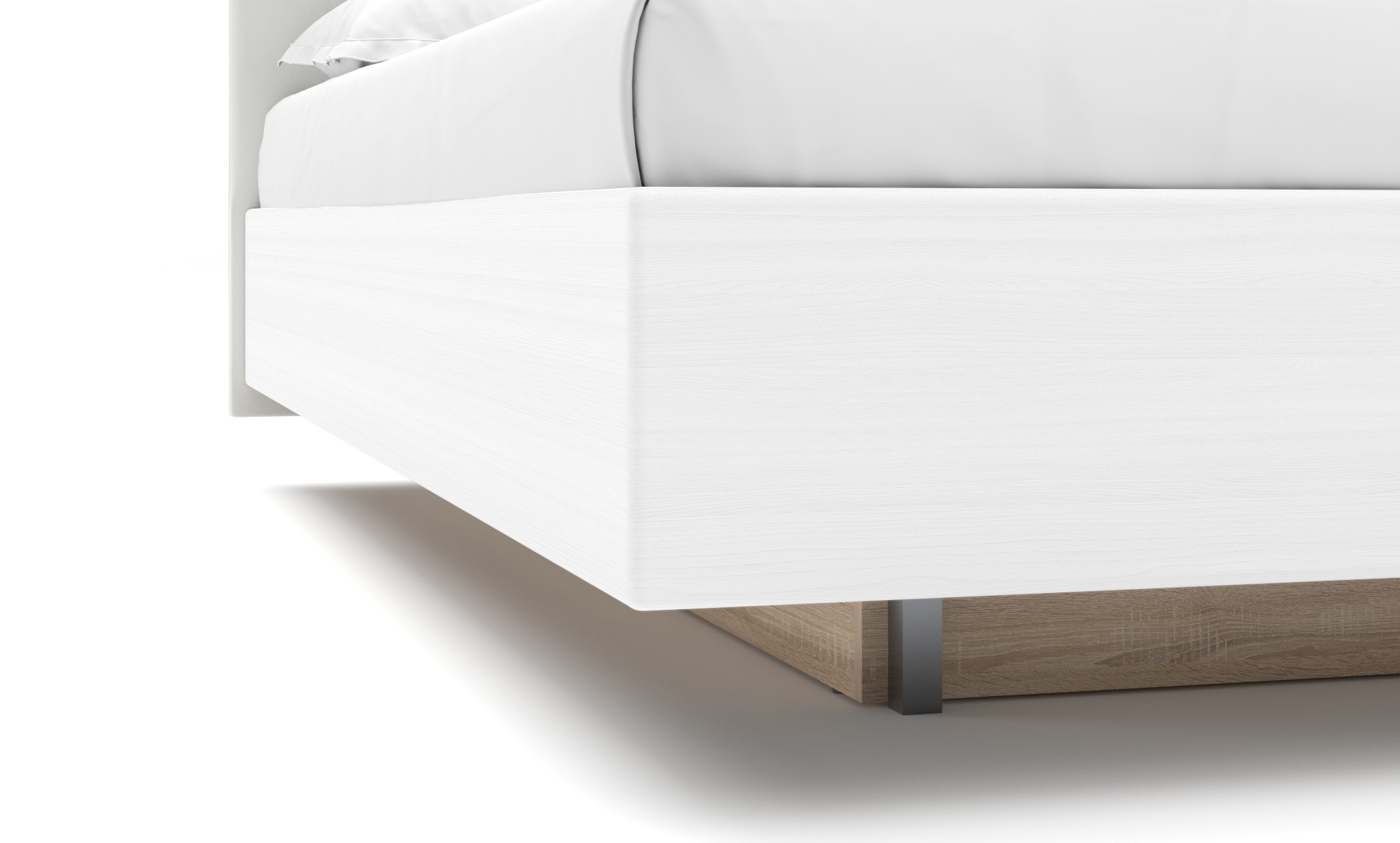 Кровать Gretta Pro, цвет белый текстурный + ткань Casanova Grey, 140x200 - купить в Озерце