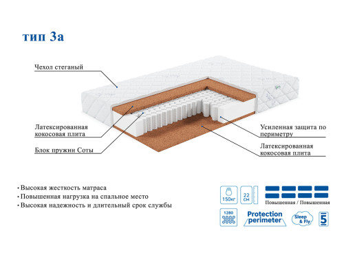 Матрас ортопедический ЭОС Премьер Тип 3a 140х200 - купить в Озерце