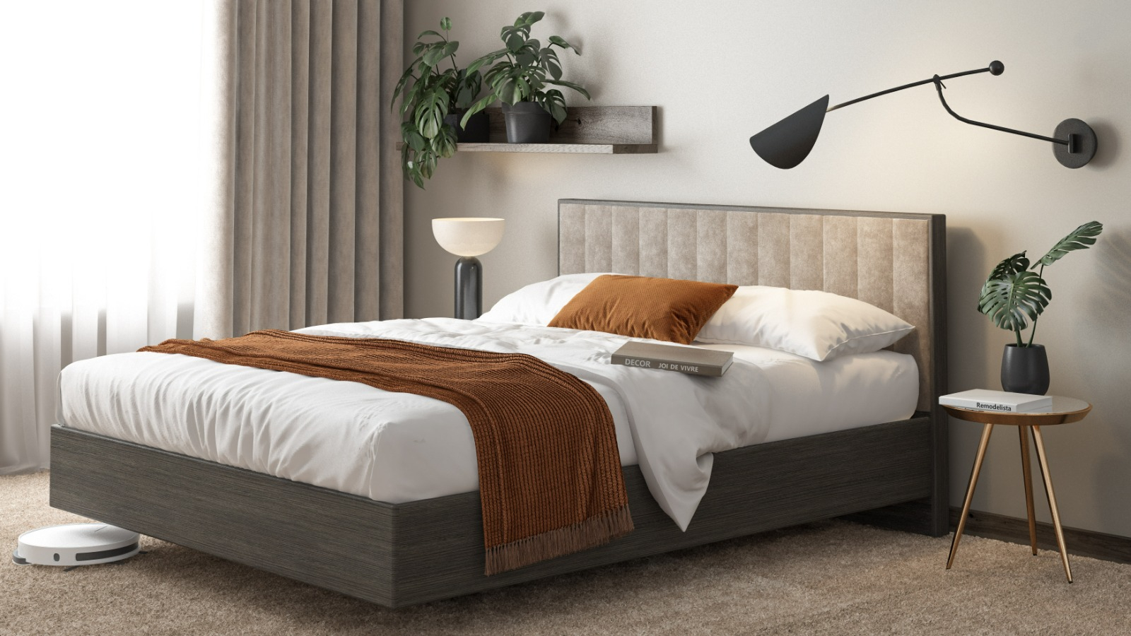 Кровать Jessica Pro, цвет меланж темный + ткань Casanova Grey, 180x200 - купить в Озерце