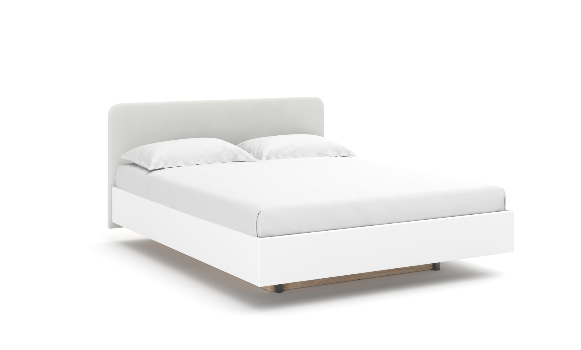 Кровать Gretta Pro, цвет белый текстурный + ткань Casanova Grey, 160x200 - купить в Озерце