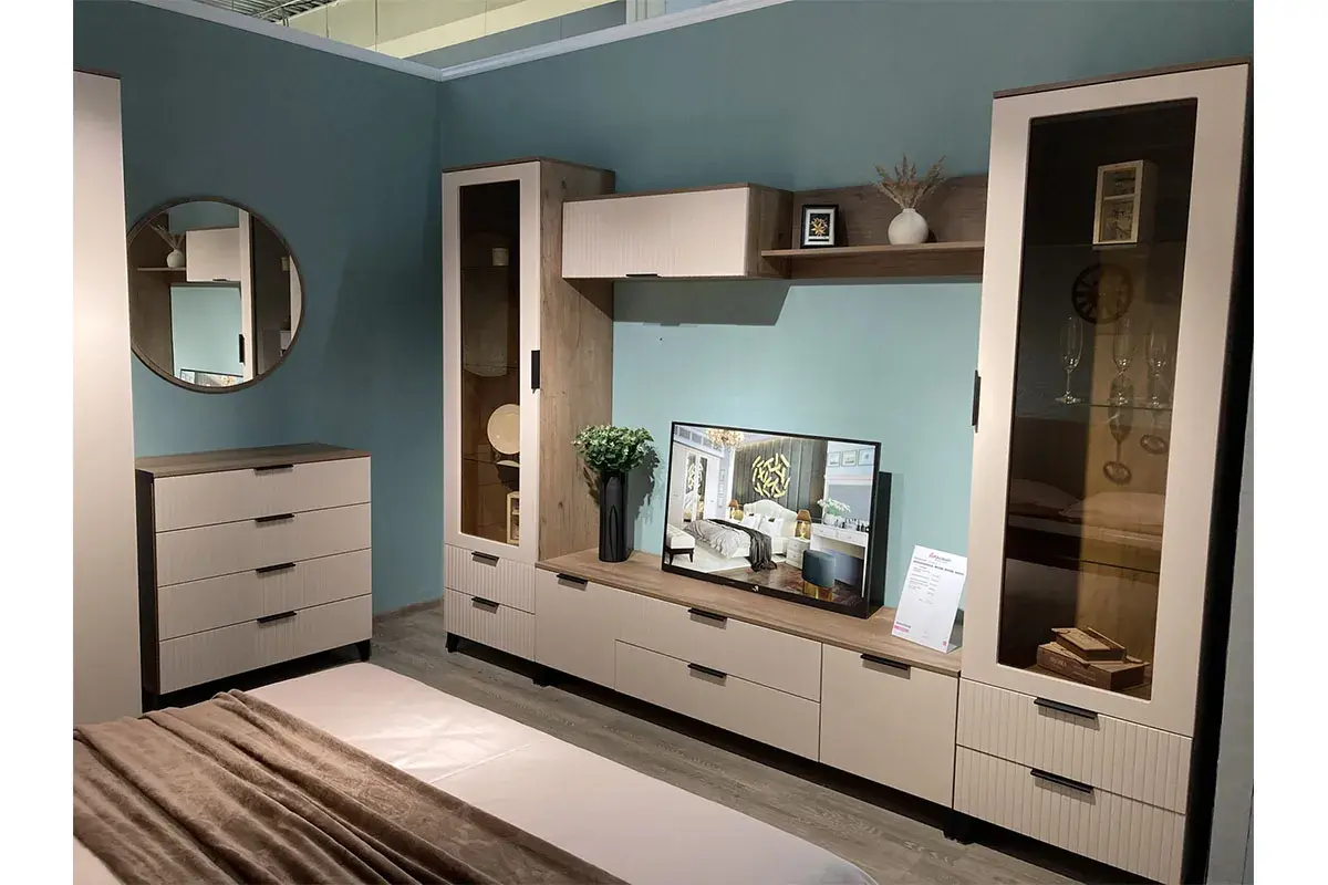 Гостиная Тоскана (Дуб Табачный/Бисквит) — Мебель-центр Озерцо