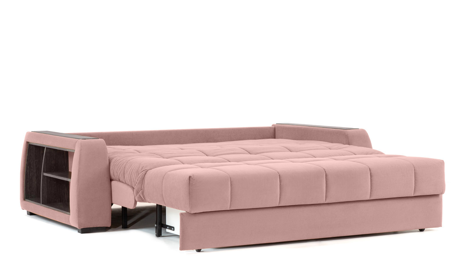 Диван - кровать Domo Pro с полками цвета венге, стежка квадрат, ткань Sky Velvet 01 180x216 — в мебель-центре Озерцо