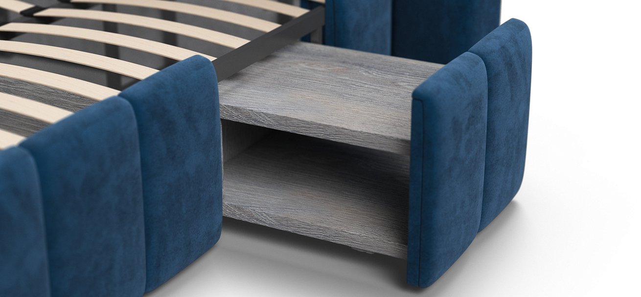 Босс ХО Кровать 180*200 Велюр Монолит синий - купить в Озерце