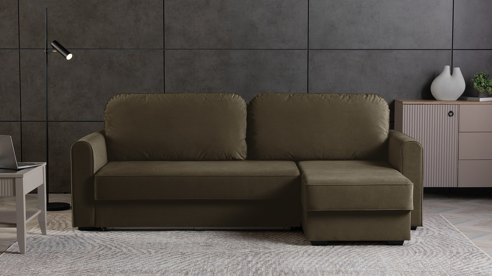 Диван -кровать угловой Magni ткань Sky Velvet 12 144x233 — купить в Озерце