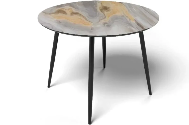 Стол обеденный Милтон 1000 (Стекло с фотопечатью Кианит/ МДФ Черная шагрень / металл черный) - купить в Озерце