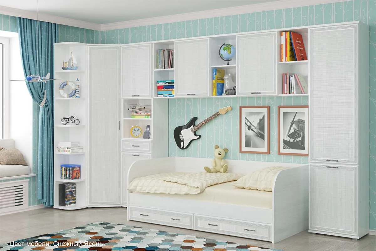 Кровать КР-1042 90х190 (Снежный Ясень) - купить в Озерце