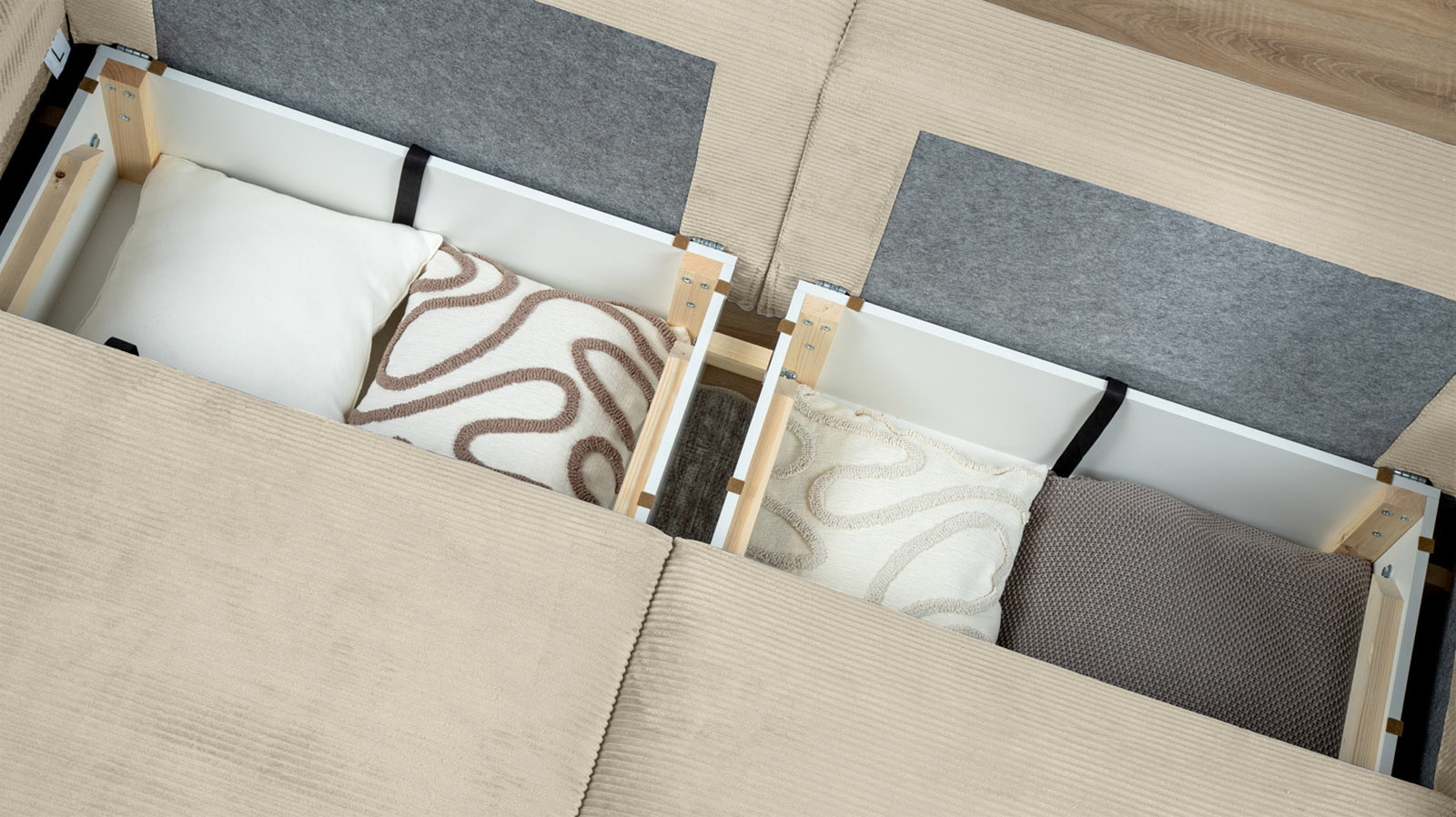 Диван -кровать угловой Raklet ткань Cilium Bone 156x258 — купить в Озерце