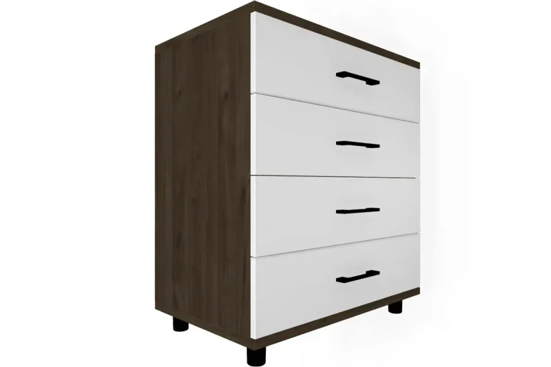 Комод КМ-5032-ГТ-БГ (Гикори Джексон Темный/Белый Бриллиант Глянцевый) — Мебель-центр Озерцо