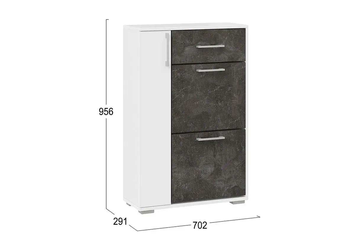 Тумба для обуви Ханна (Белый Ясень/Ателье Темный) — Мебель-центр Озерцо