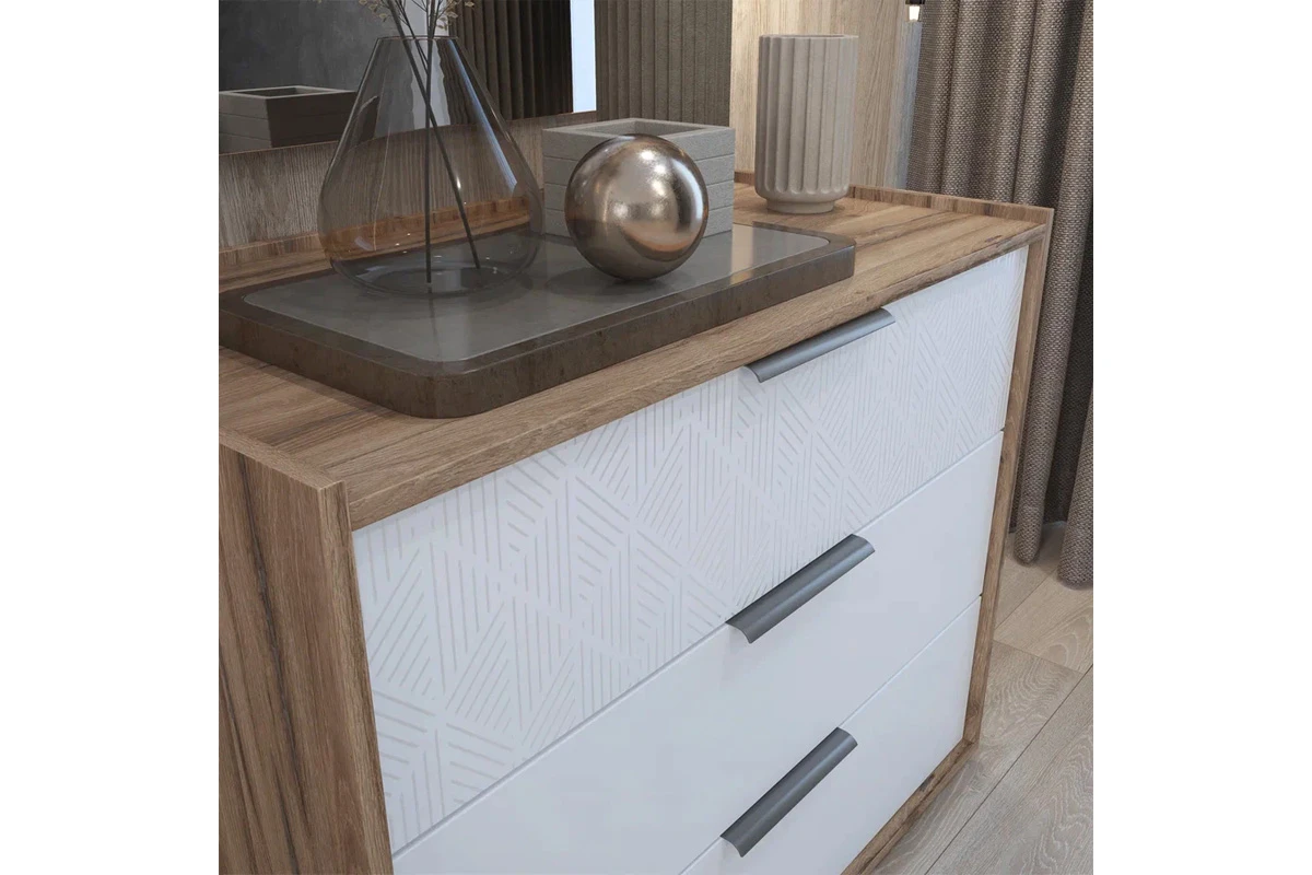 Комод Николь мод.3 (Белый/Дуб Альпийский) — Мебель-центр Озерцо