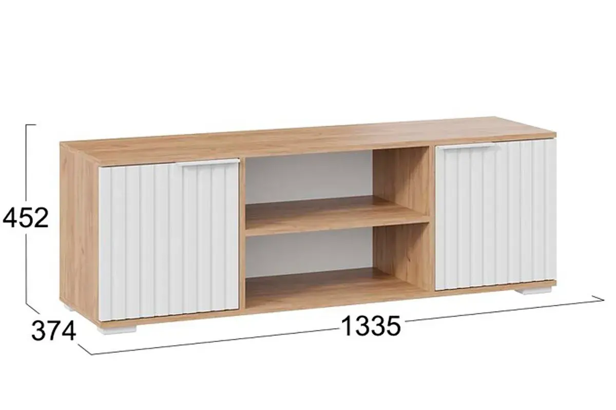 Тумба под ТВ Исп.2 Хилтон (Дуб крафт золотой/Белый матовый) — Мебель-центр Озерцо