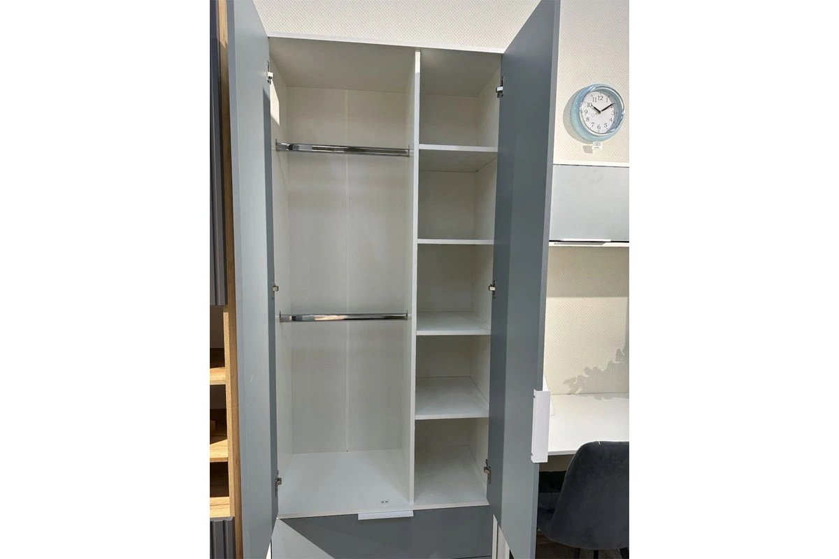 Шкаф для одежды Марли (Белый/Серо-голубой) в мебель-центре Озерцо