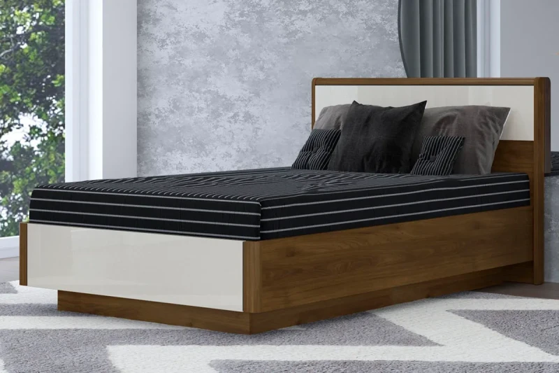 Кровать КР-4001-ГТ-КГ с ПМ 120х200 (Гикори Джексон Темный/Кашемир Глянцевый) - купить в Озерце