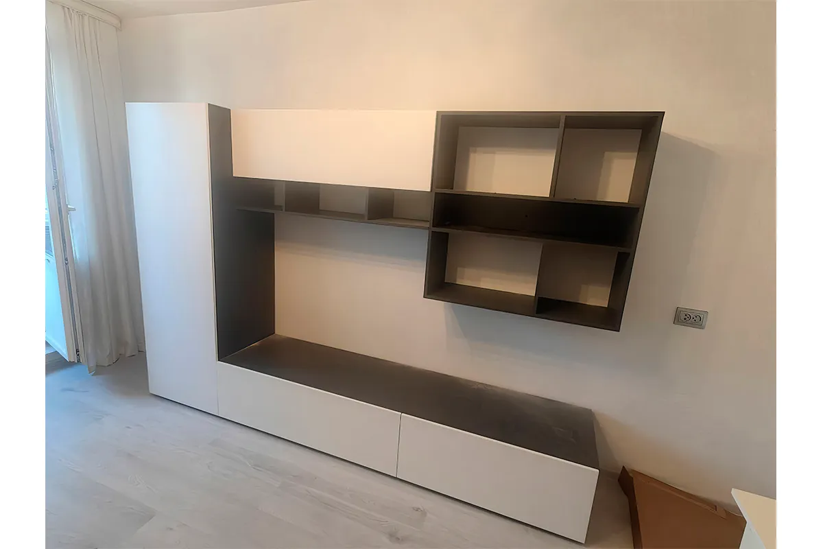 Модульная гостиная Айвори (Графит/Белый) — Мебель-центр Озерцо