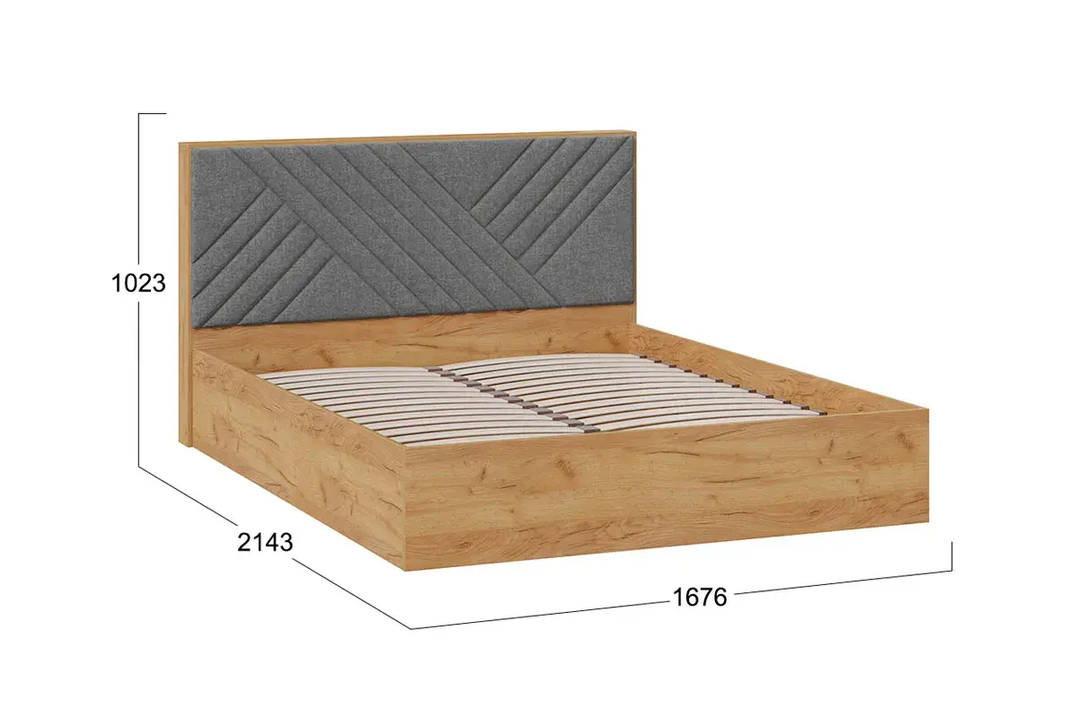 Кровать Хилтон универсальная Тип 1 160х200 (Дуб Крафт золотой/Велюр серый) - купить в Озерце