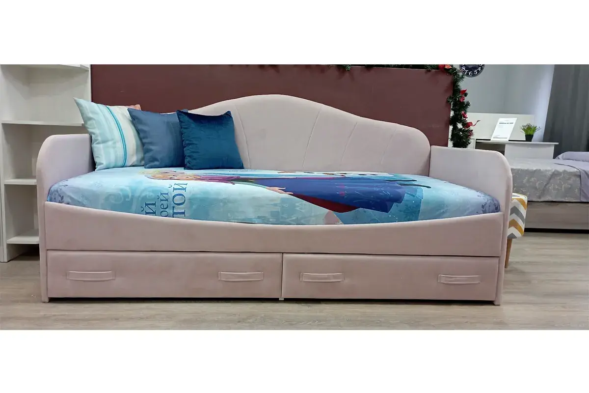 Кровать Сабрина ТД-307.12.02 90х200 (Велюр/Пудровый) - купить в Озерце