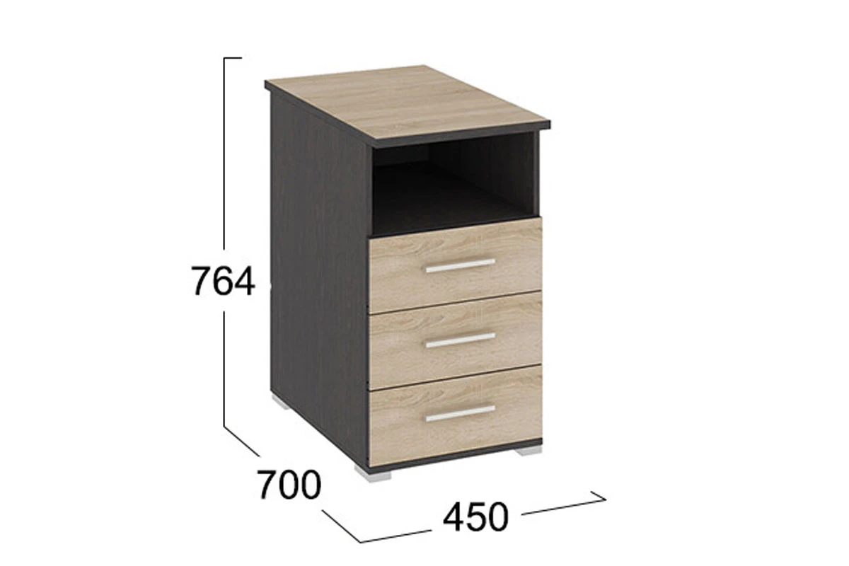 Тумба с ящиками приставная Успех-2 ПМ-184.11 — Мебель-центр Озерцо