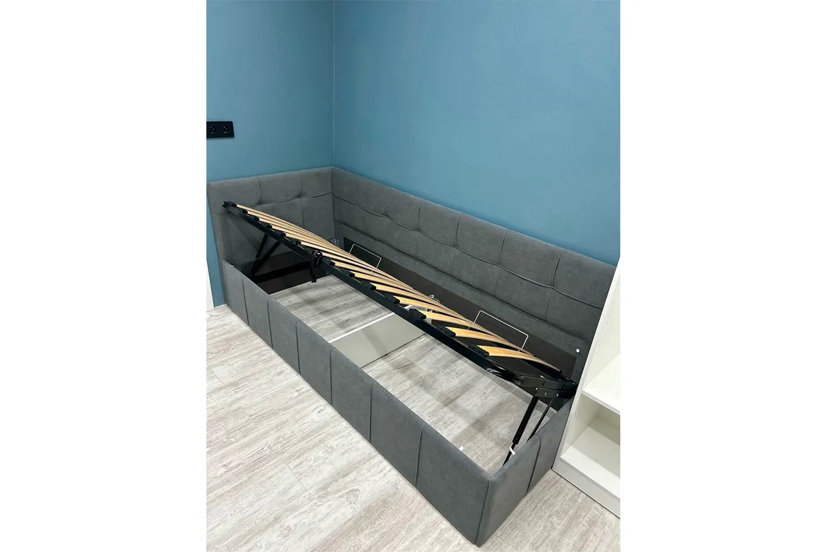 Кровать Грей с мягкой обивкой с ПМ 80х200 Тип 1 (Велюр Galaxy/Серый) - купить в Озерце