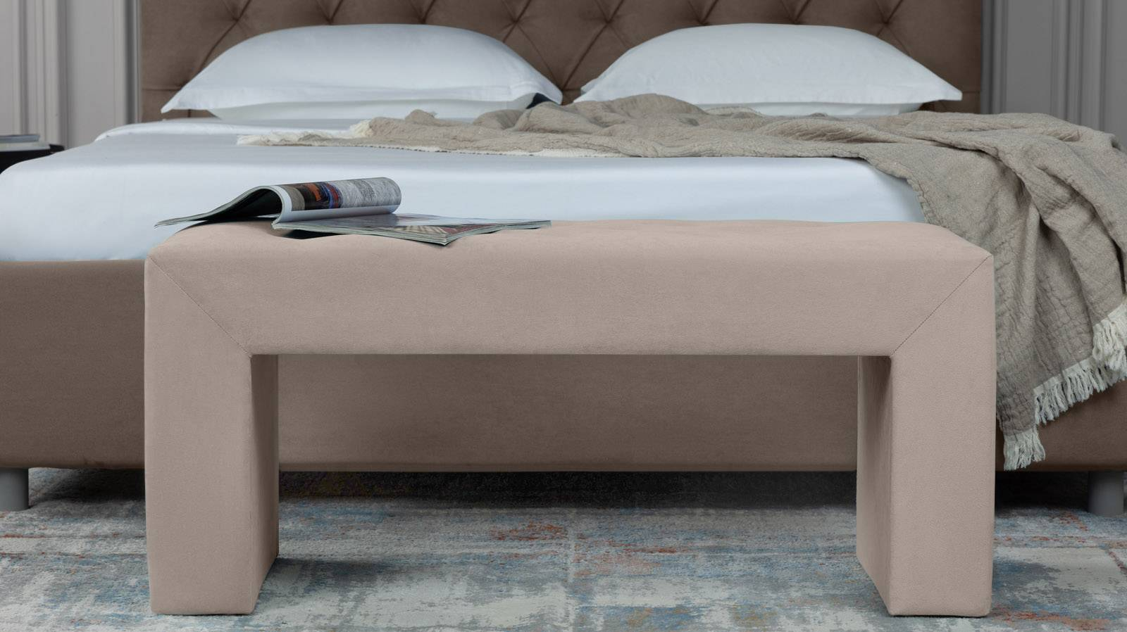 Банкетка Enigma, ткань Sky Velvet 03, 40x130 — купить в Озерце