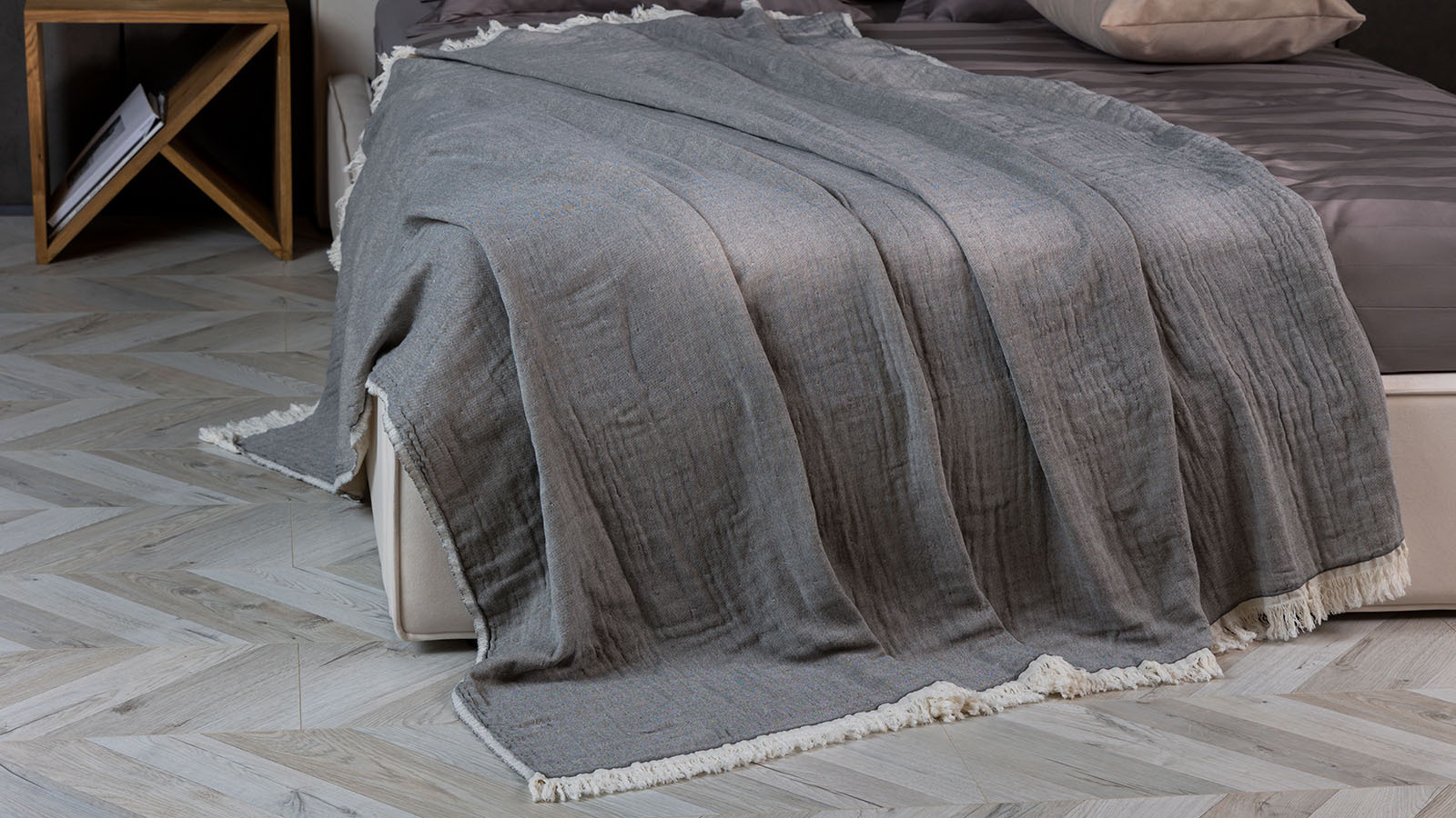 Плед муслиновый All Natural, цвет: серый 145x175 в мебель-центре Озерцо