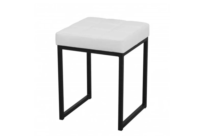 Табурет Лофт Комфорт каркас черный муар, экокожа (Экотекс 3002 белый) СРП 904 - купить в Озерце