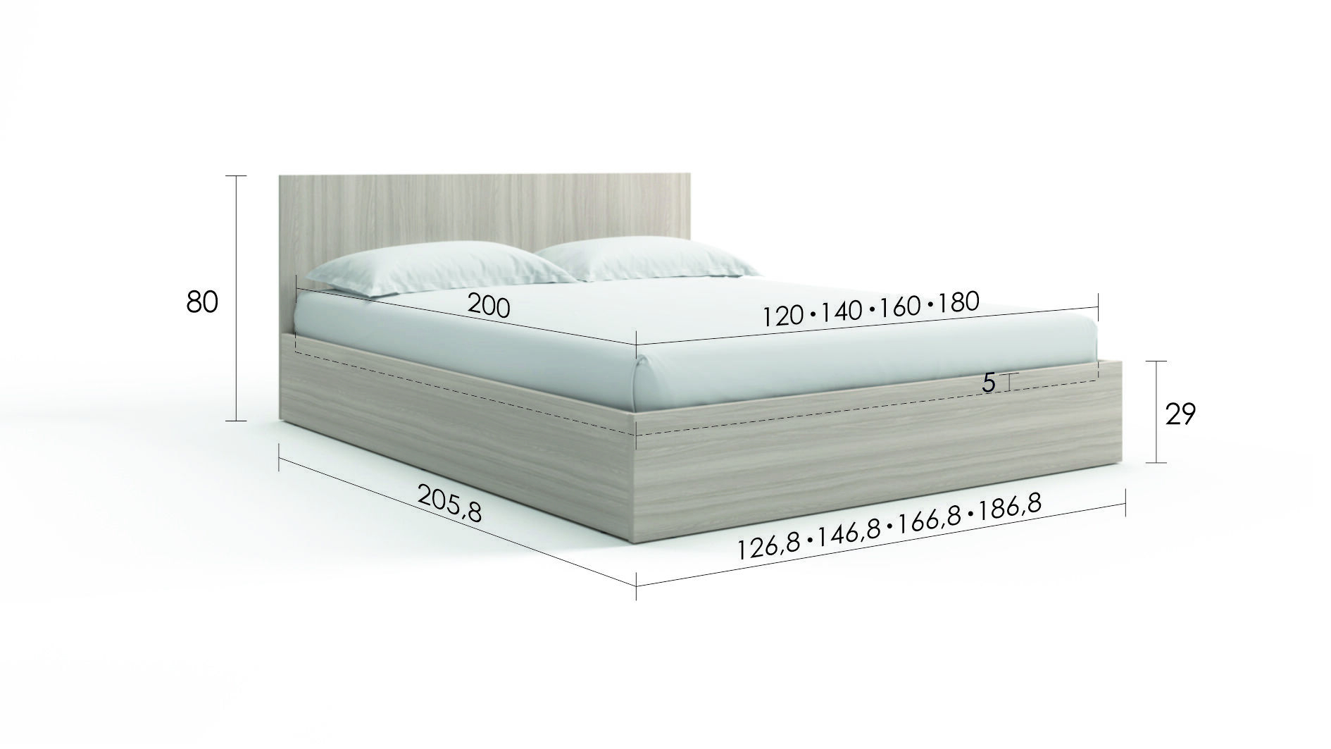 Кровать с подъемным механизмом Ralto, цвет Ясень Шимо Светлый, 160x200 - купить в Озерце