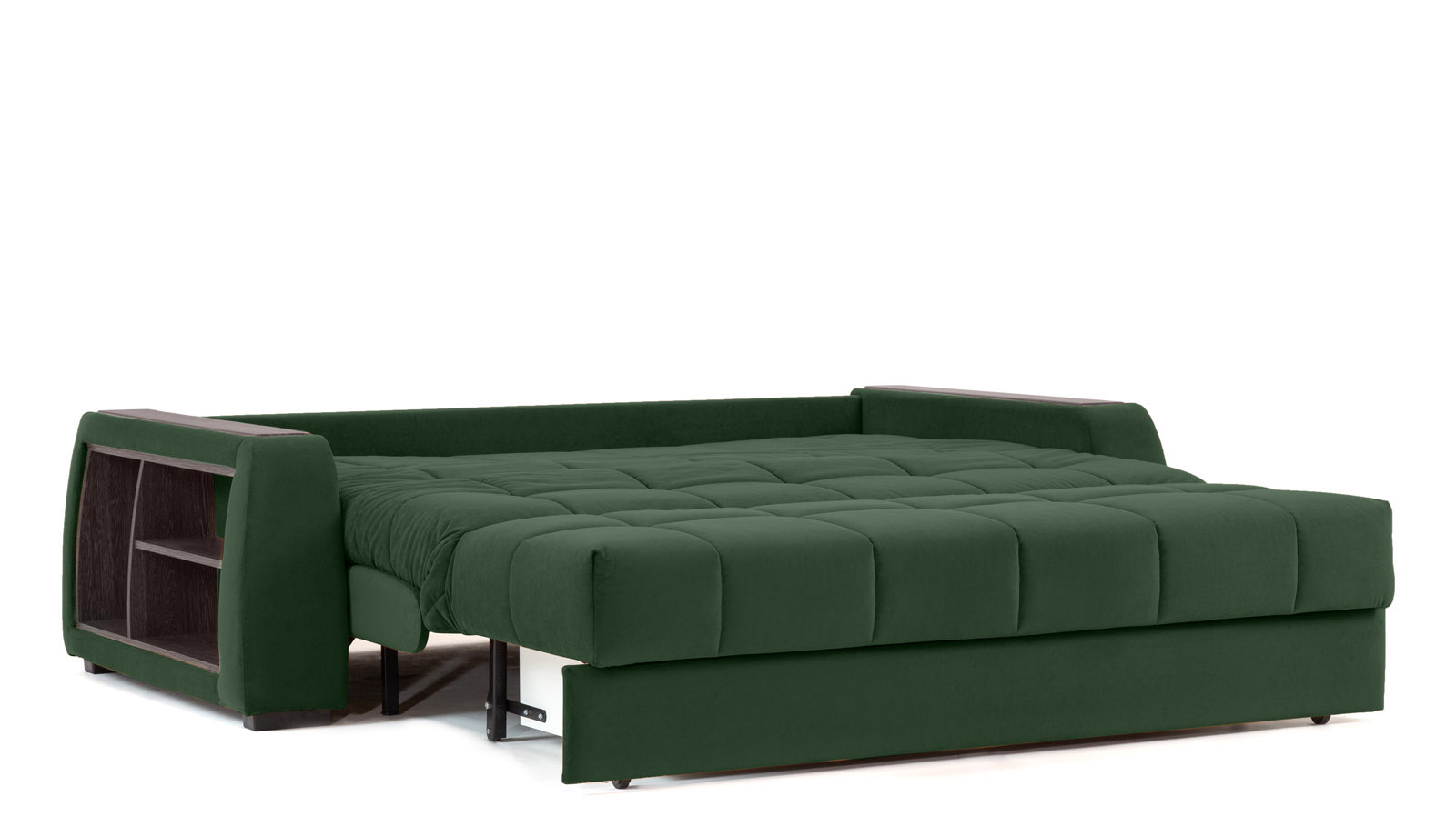 Диван - кровать Domo Pro с полками цвета венге, стежка квадрат, ткань Casanova Grass 180x216 — в мебель-центре Озерцо
