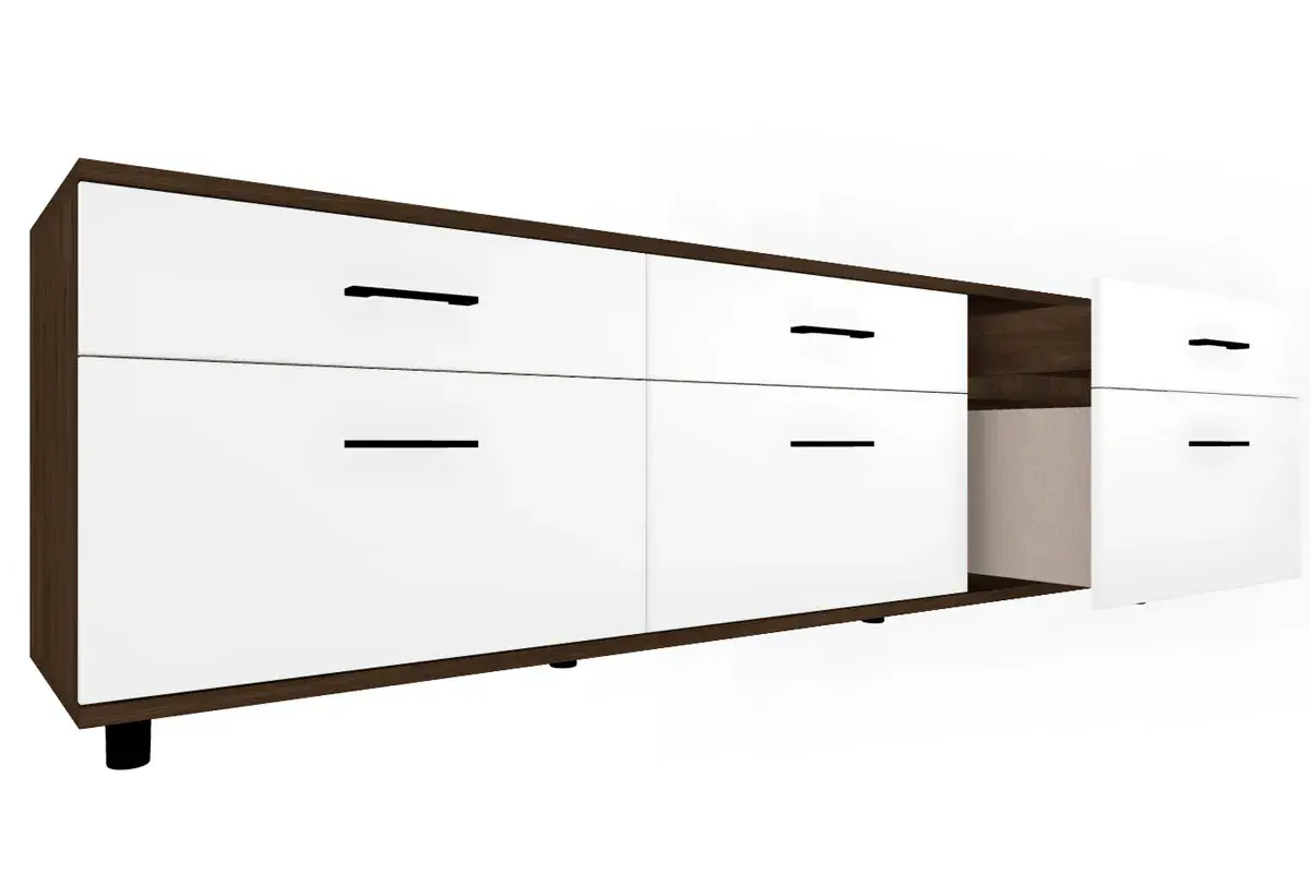 Тумба ТБ-5027-ГТ-БГ (Гикори Джексон Темный/Белый Бриллиант Глянцевый) — Мебель-центр Озерцо