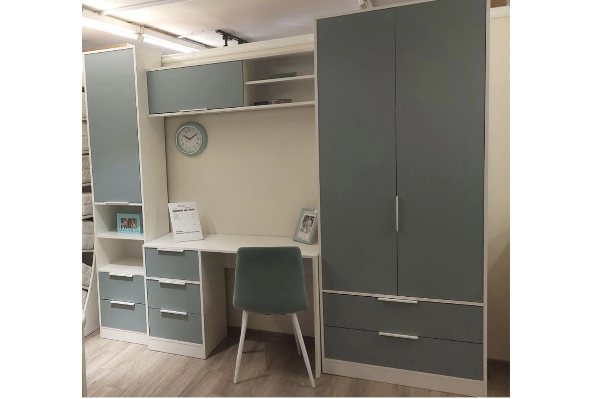 Шкаф для одежды Марли (Белый/Серо-голубой) в мебель-центре Озерцо