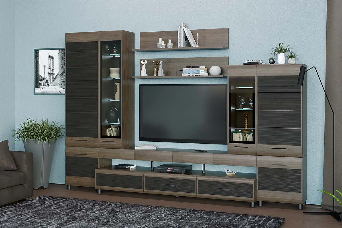 Тумба ТБ-2671 (Гикори Джексон Темный-Комбинированный) — Мебель-центр Озерцо