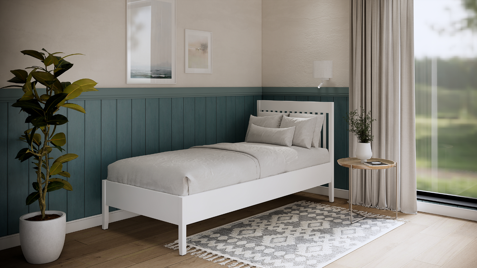 Кровать Maas массив сосны, цвет Белый 90x200 - купить в Озерце