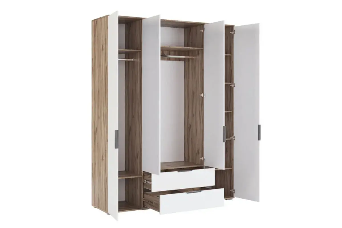 Шкаф четырехдверный Николь Мод.8 (Белый/Дуб Альпийский) в мебель-центре Озерцо