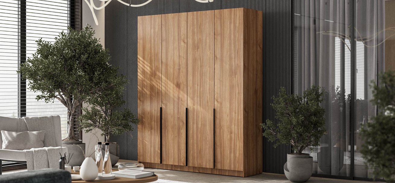 Босс Стандарт 180*220 шкаф распашной 4Д+ящики 01 Орех Селект в мебель-центре Озерцо