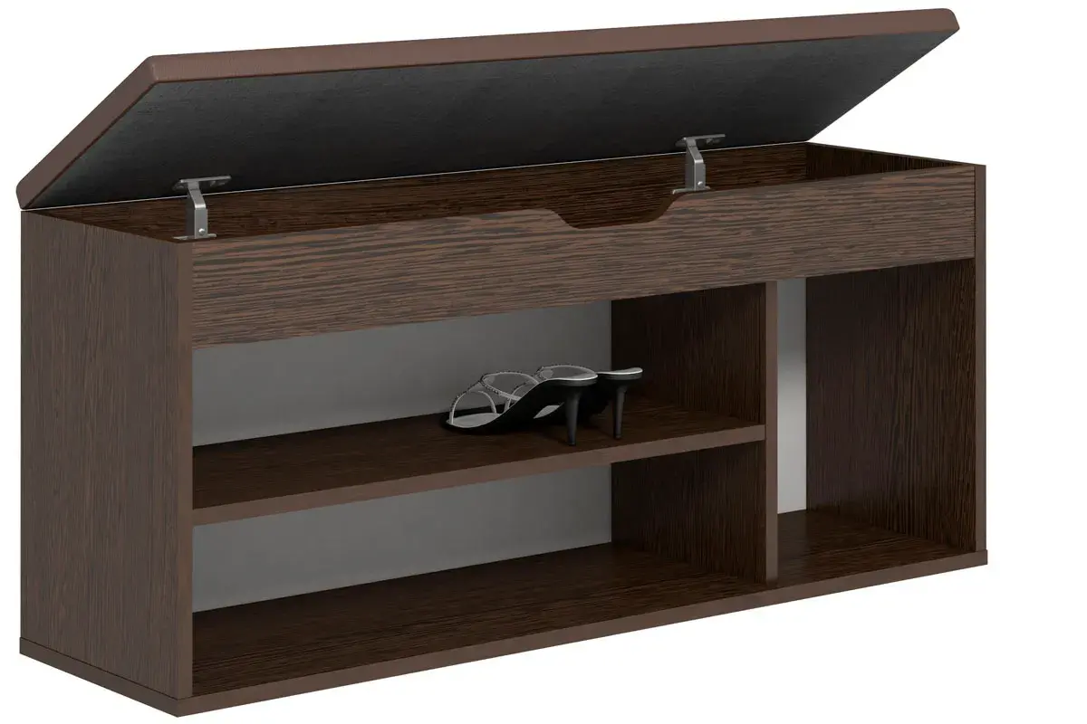 Тумба для обуви Лаки Тип 3 (Венге Цаво/Экокожа Коричневая) — Мебель-центр Озерцо