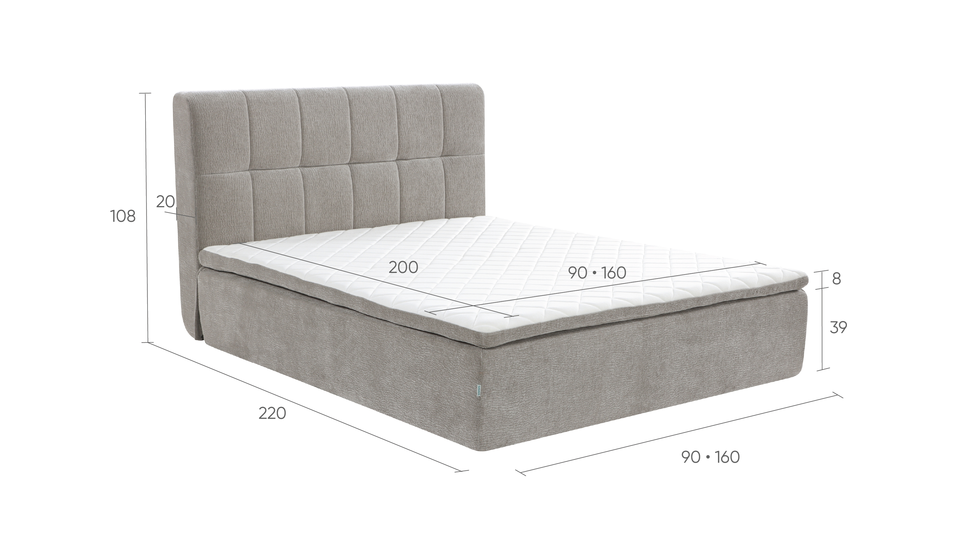 Кровать бескаркасная Comby, ткань Velour, 90x200 - купить в Озерце