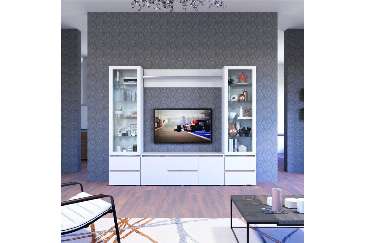 Гостиная Линда №3 (Белый снег) — Мебель-центр Озерцо