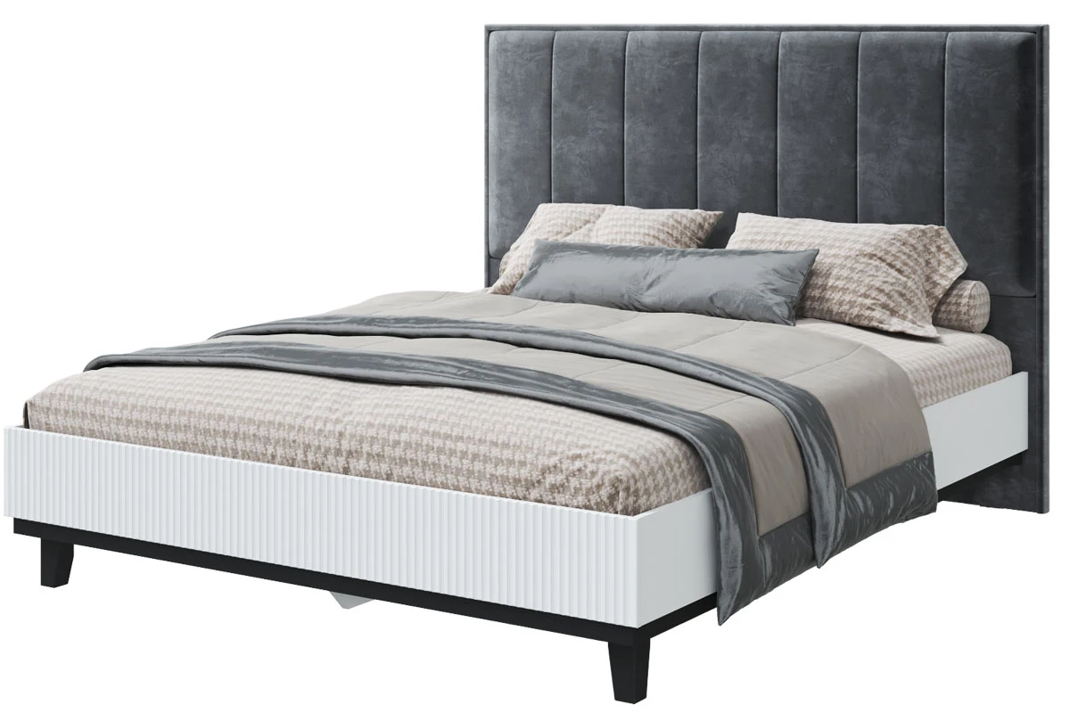 Кровать Шарлиз с настилом из латофлексов и мягким изголовьем 180х200 (Белое сияние/Бренди) - купить в Озерце