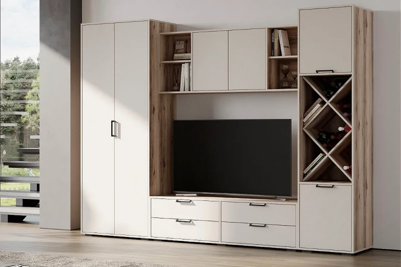 Гостиная Оливия (Делано светлый/Сатин) — Мебель-центр Озерцо