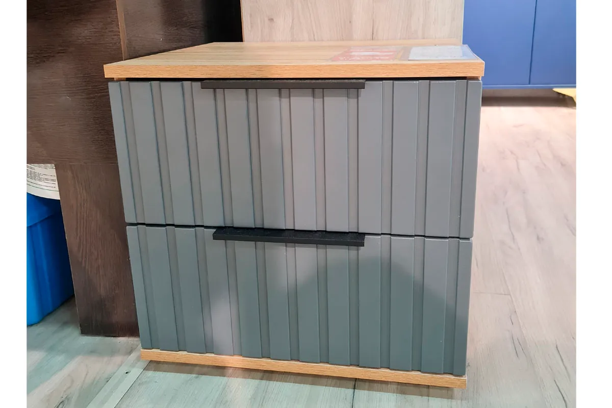 Тумба прикроватная Хилтон (Дуб Крафт золотой/Графит матовый) — Мебель-центр Озерцо