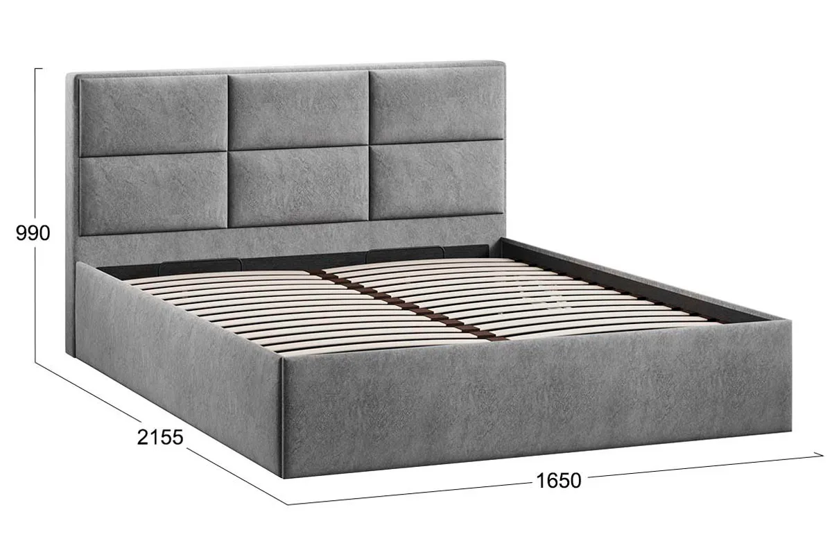 Кровать Стелла с ПМ Тип 1 и заглушиной 160х200 (Микровелюр/Wellmart Silver) - купить в Озерце