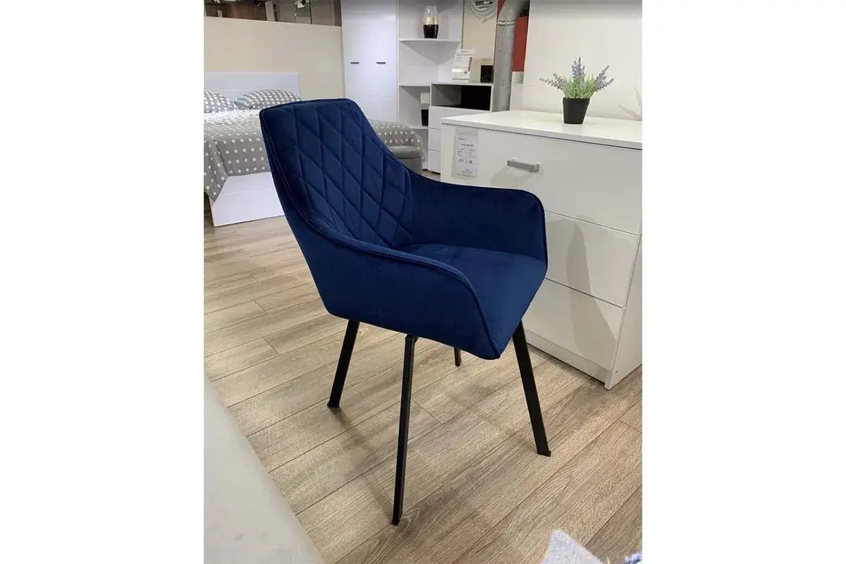 Стул поворотный Бостон каркас Муар черный, велюр (Velluto 25 синий) СРП-156 - купить в Озерце