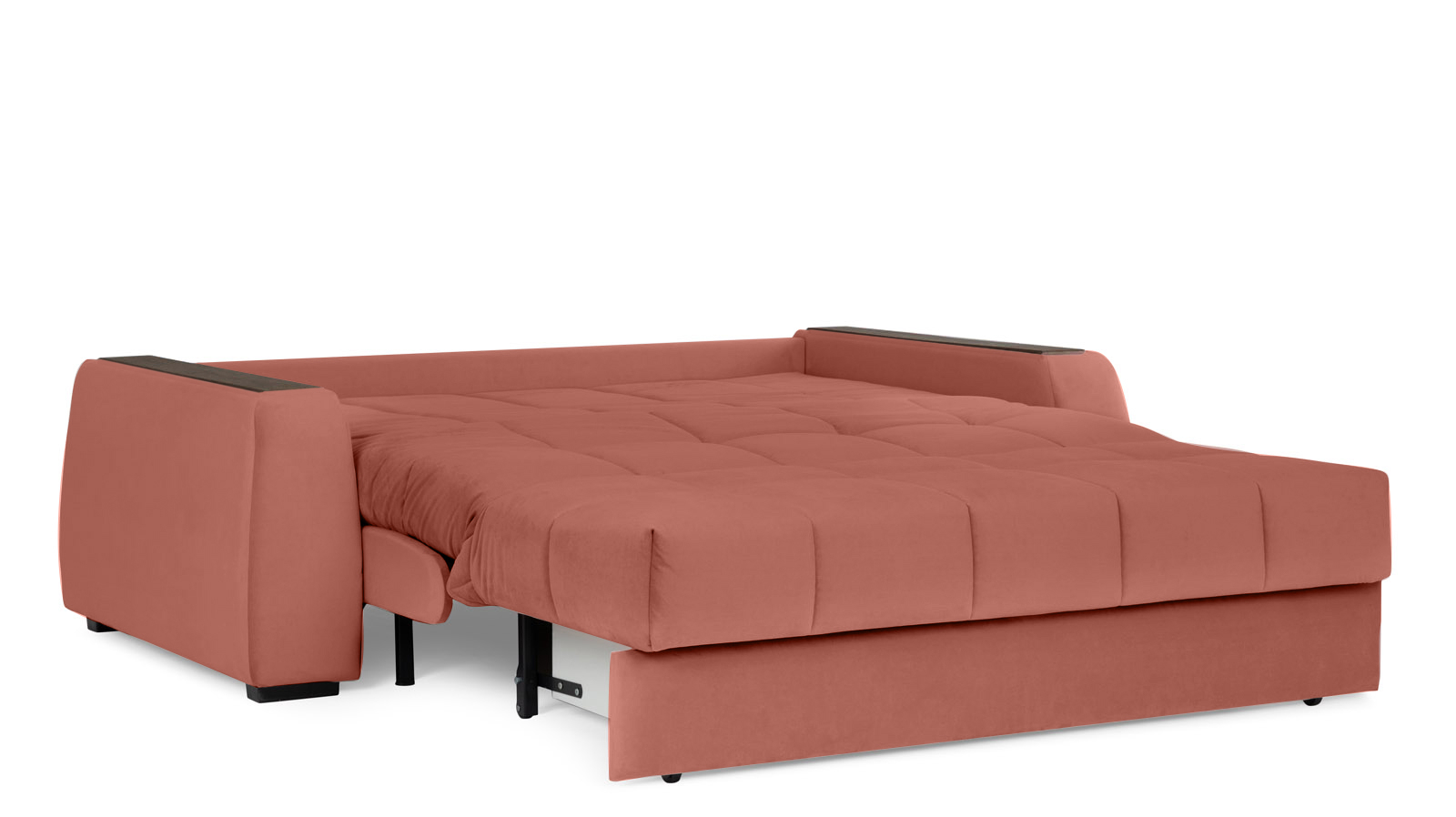 Диван - кровать Domo Pro с накладкой цвета венге, стежка квадрат, ткань Casanova Marsala 180x216 — в мебель-центре Озерцо