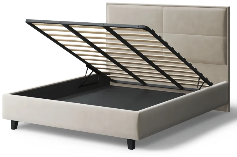 Кровать на опоре Скай с ПМ и бельев. ящ. 180х200 (Бренди лайт 03/Беж) - купить в Озерце
