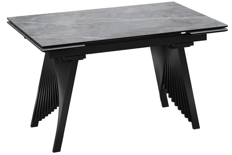 Стол обеденный Шелдон Тип 1 (Черный муар/Керамика матовая серый мрамор) - купить в Озерце