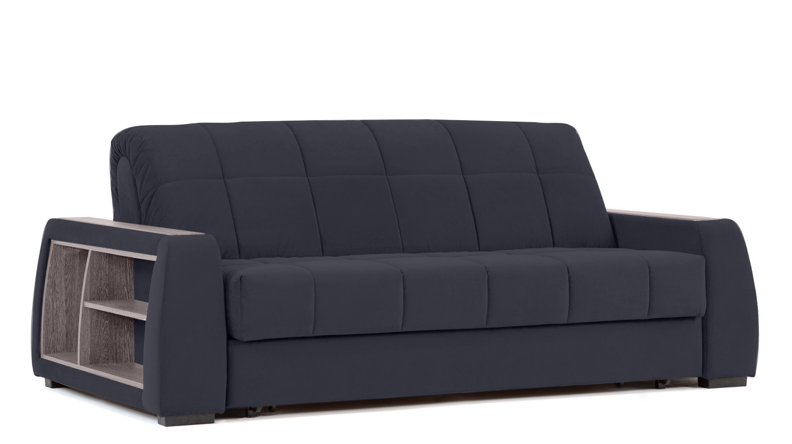 Диван - кровать Domo Pro с полками цвета ясень, стежка квадрат, ткань Sky Velvet 40 140x216 — в мебель-центре Озерцо