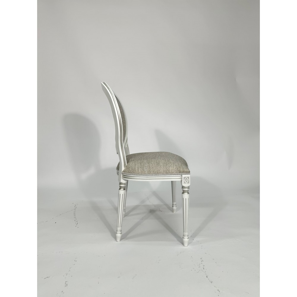 Стул LEONARDO белый+серебро/рогожка+цветы - купить в Озерце