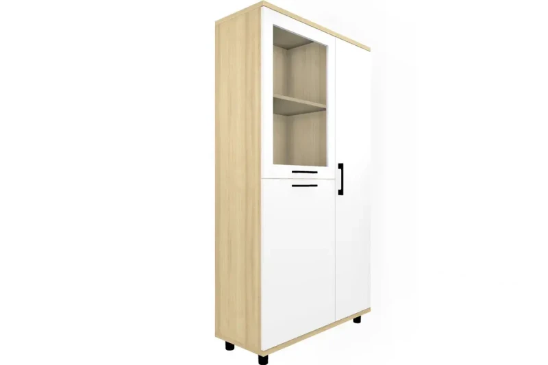 Шкаф многоцелевой ШК-5083-АС-БГ (Ясень Асахи/Белый Бриллиант Глянцевый) в мебель-центре Озерцо