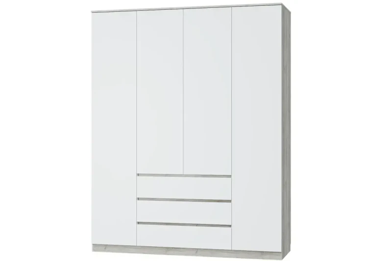 Шкаф 4х-дверный Лори (Дуб Серый/Белый) в мебель-центре Озерцо