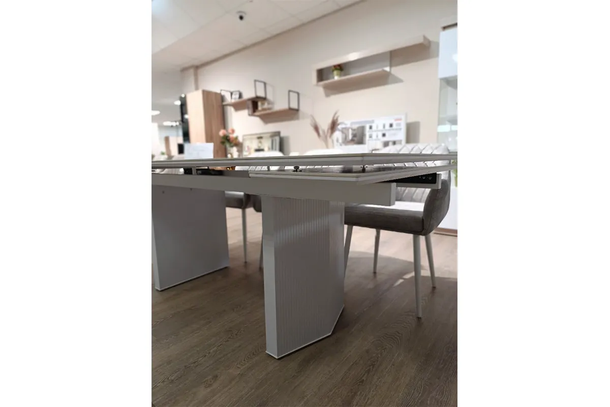 Стол обеденный Моцарт 2000 (2600) (ст. №2 / Керамика Titanium Mckinley Polished N20382 / МДФ Белое дерево) - купить в Озерце