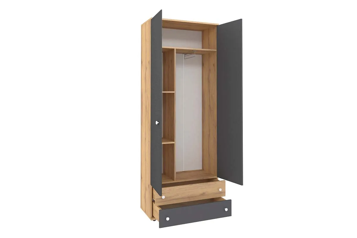 Шкаф для одежды и белья Лойс 92 (Фасады Графит) в мебель-центре Озерцо